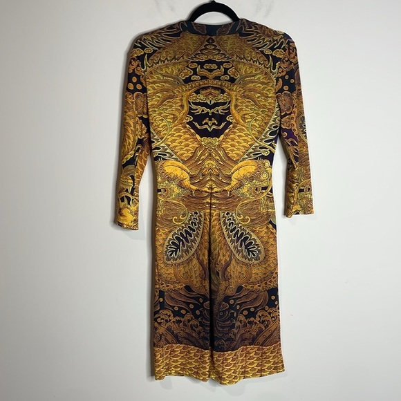 Roberto Cavalli | Women’s Gold Baroque Dragon Print Dress - Picture 7 of 7